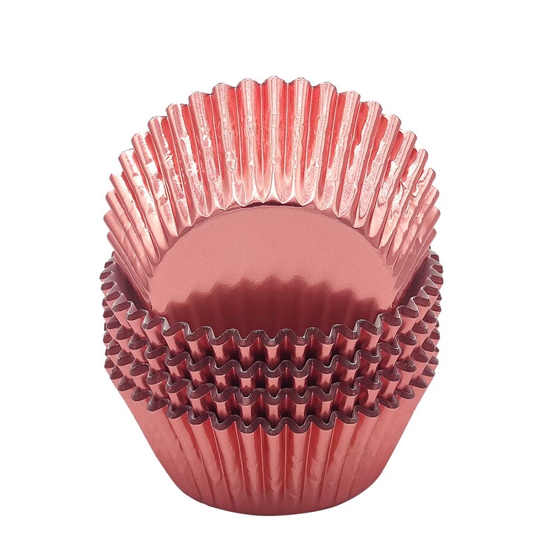 Mombake Standard Rose Gold Foil Cupcake Liners Muffin Baking Cups for Party and More, 100-Count - Image 1